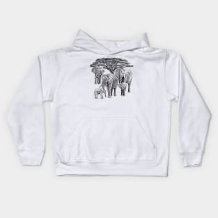 Elephants with Tree in Kenya / Africa Kids Hoodie